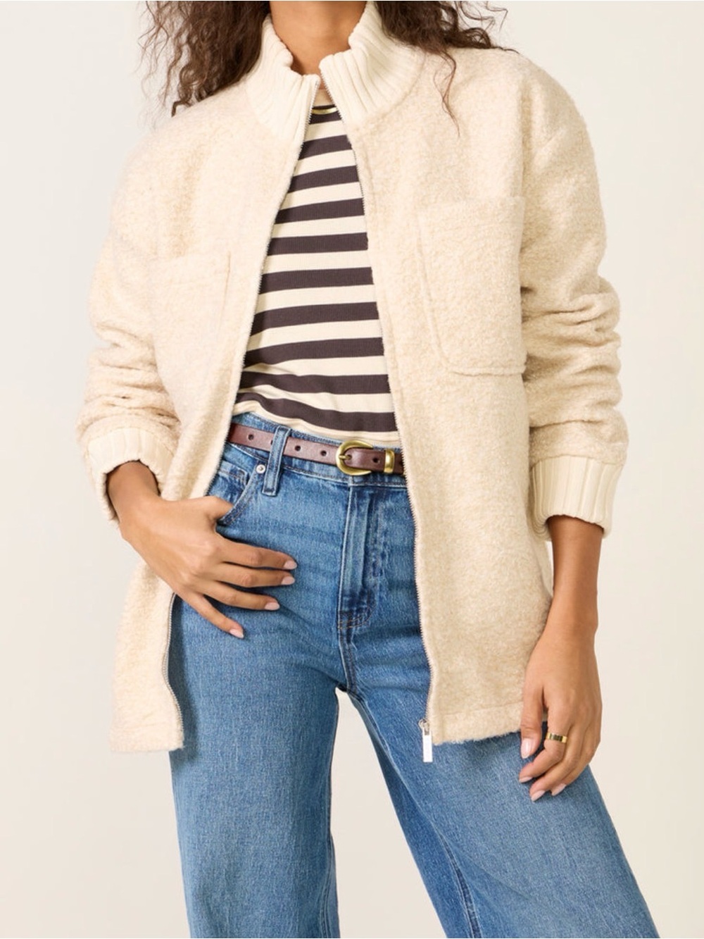 Z Supply Women’s Cream Sherpa Zip Jacket - Picture 11 of 11